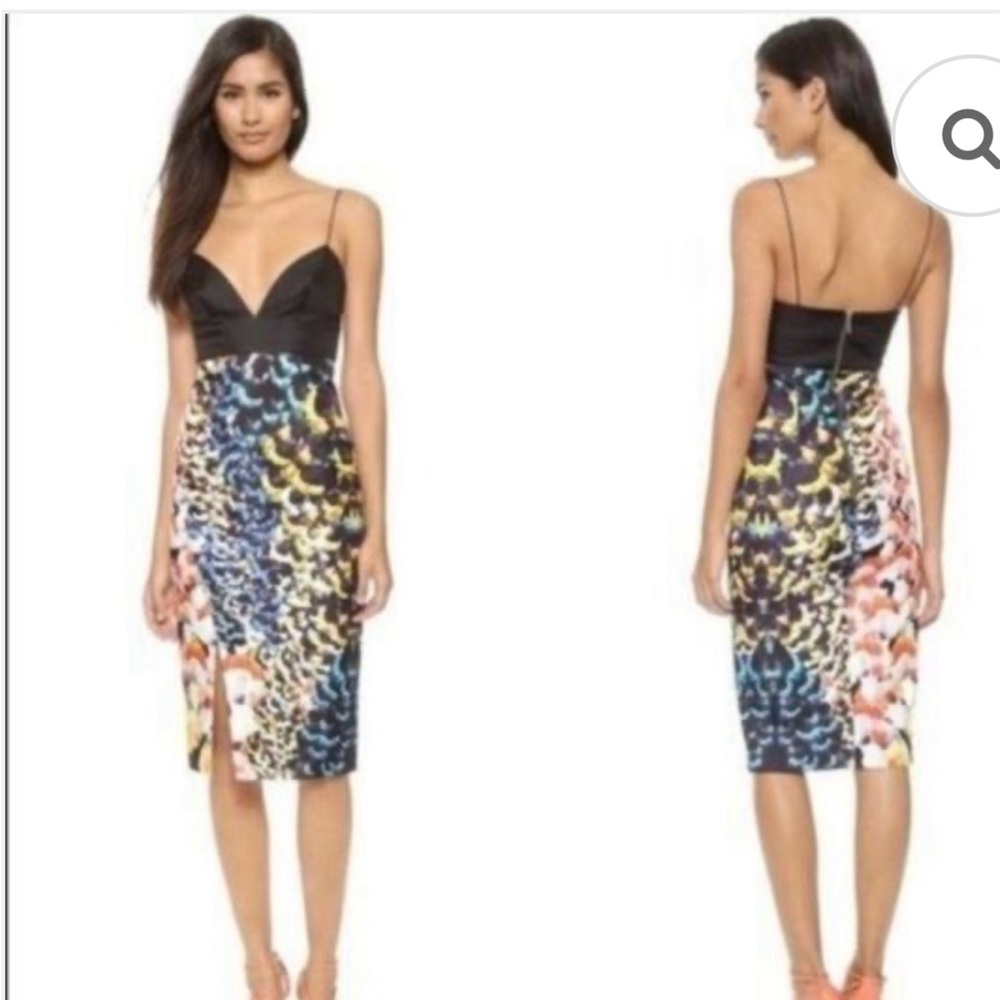 Nicholas Spring Floral Bonded Bra Silk Cocktail strappy midi Dress size 6